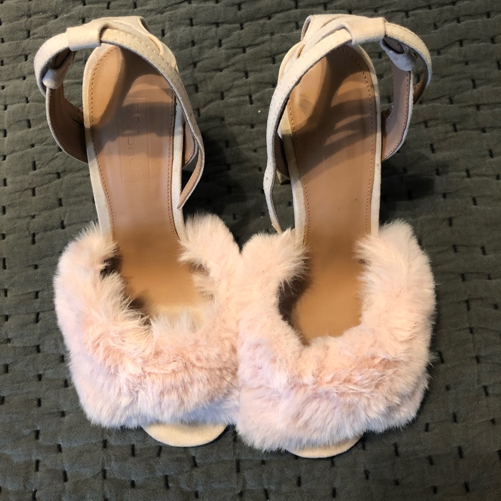 TopShop pink fluffy block high heel